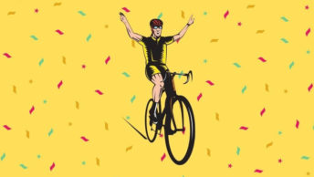 Ilustración de ciclista celebrando victoria
